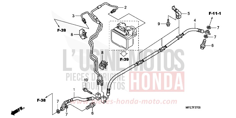REAR BRAKE HOSE for Shadow Aero CANDY BLAZE ORANGE (YR196) from 2010